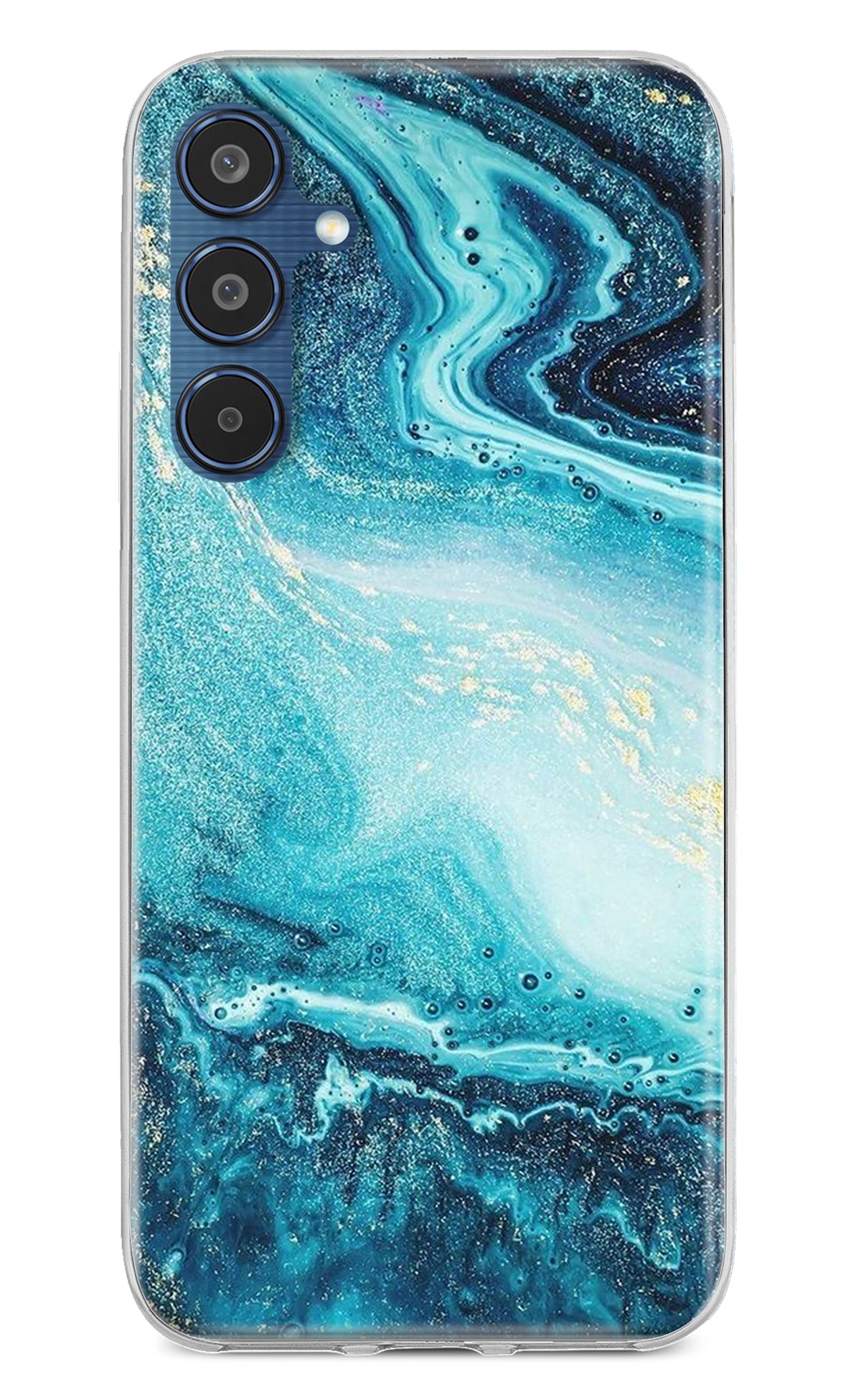 Blue Glitter Marble Samsung M35 5G Back Cover