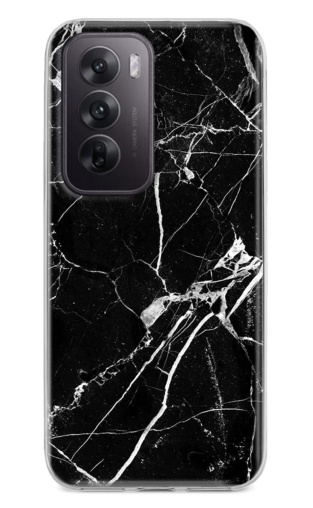 Black Marble Pattern Oppo Reno12 5G Back Cover