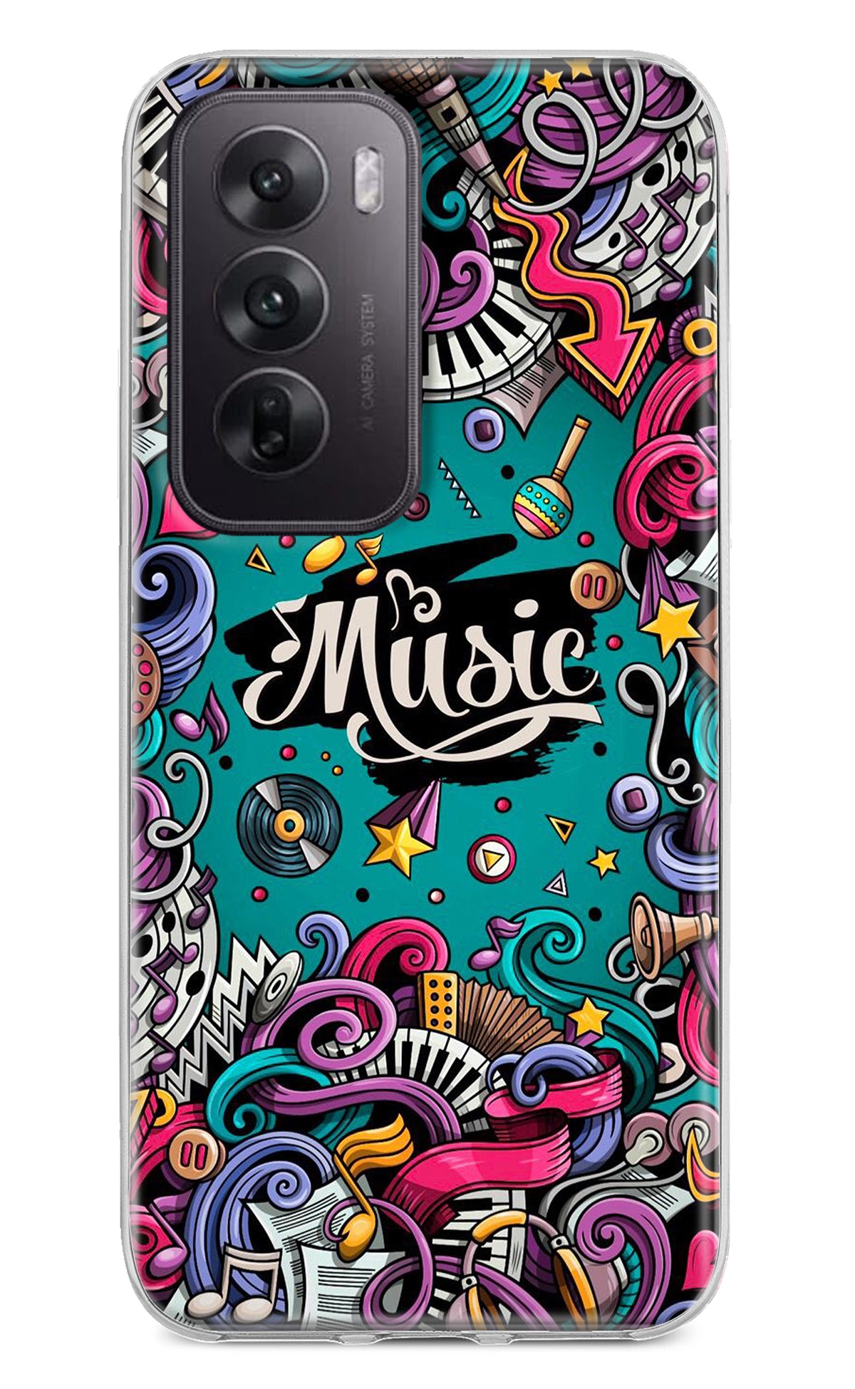 Music Graffiti Oppo Reno12 5G Back Cover