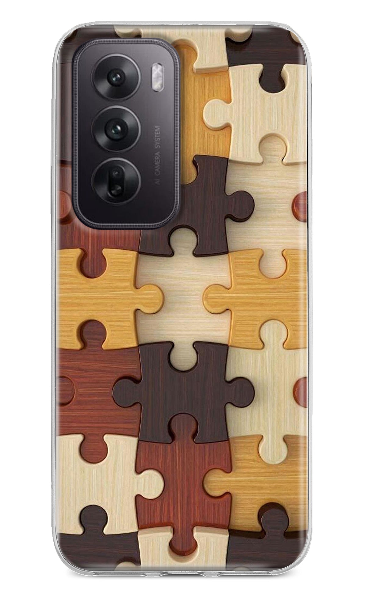 Wooden Puzzle Oppo Reno12 5G Back Cover