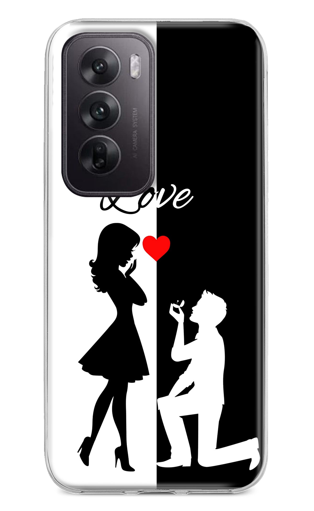 Love Propose Black And White Oppo Reno12 5G Back Cover