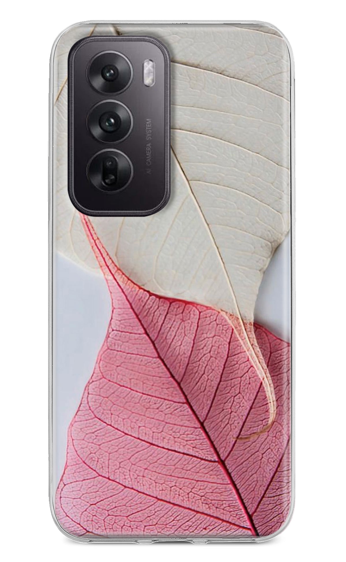 White Pink Leaf Oppo Reno12 5G Back Cover