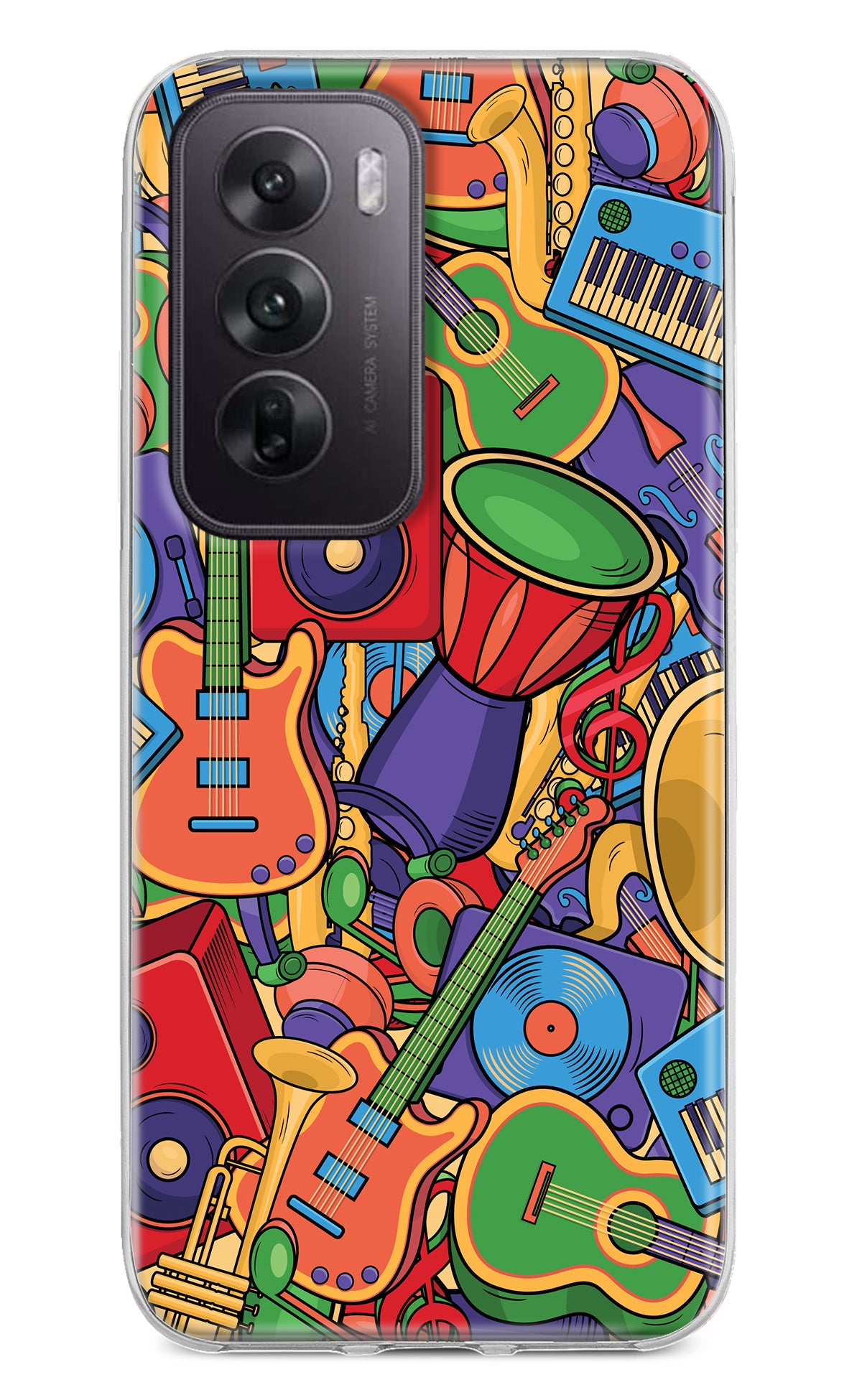 Music Instrument Doodle Oppo Reno12 5G Back Cover