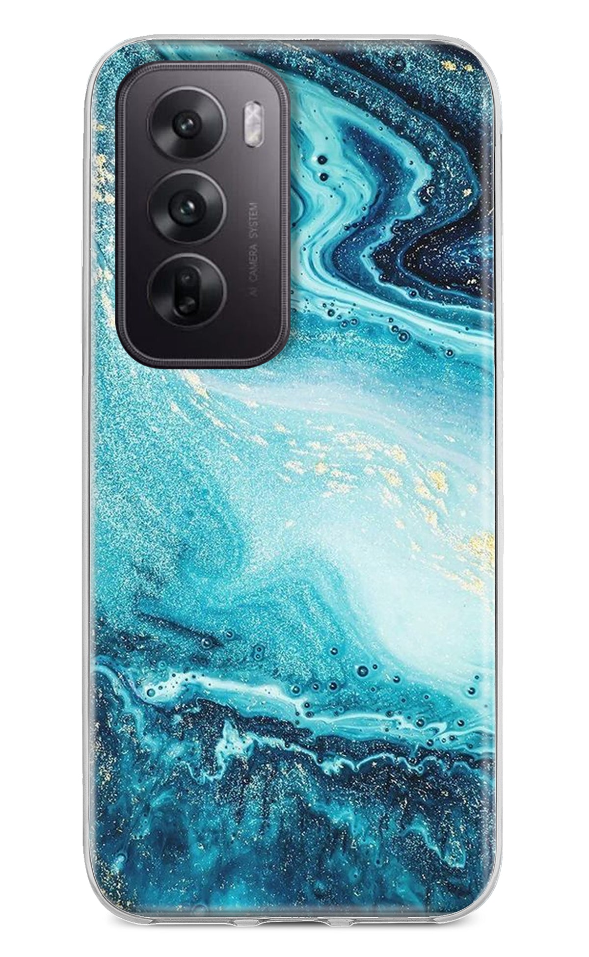 Blue Glitter Marble Oppo Reno12 5G Back Cover