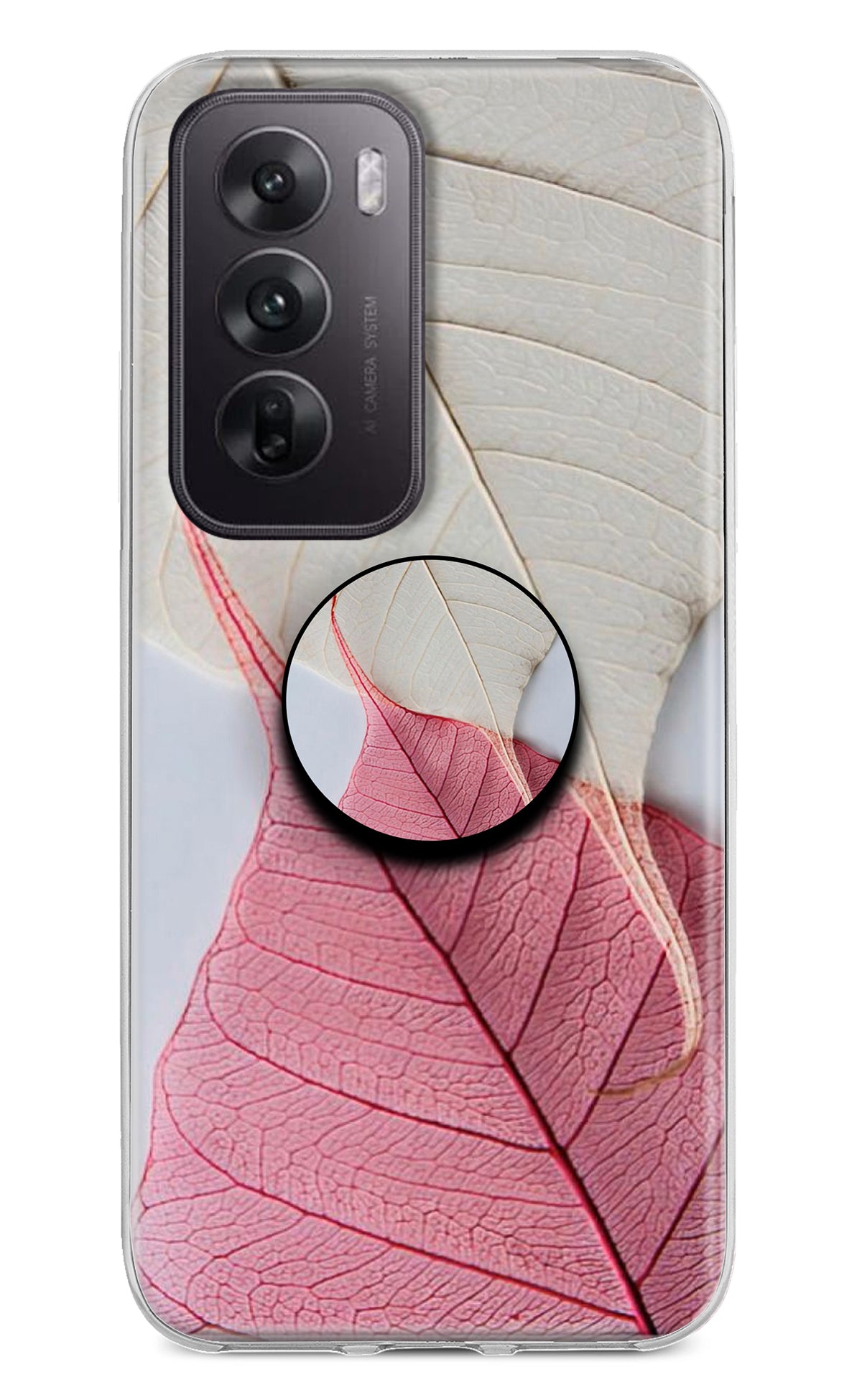 White Pink Leaf Oppo Reno12 5G Pop Case