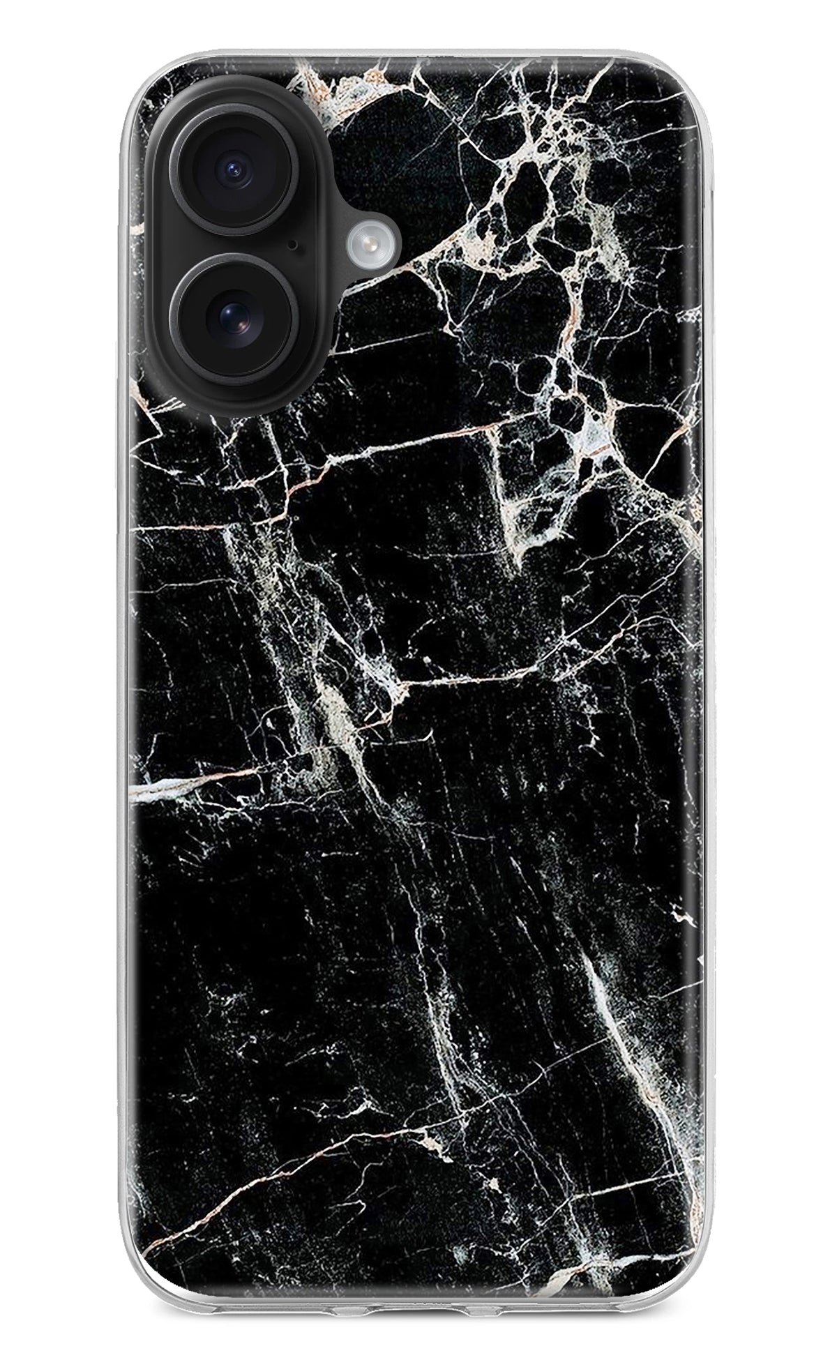 Black Marble Texture iPhone 16 Back Cover