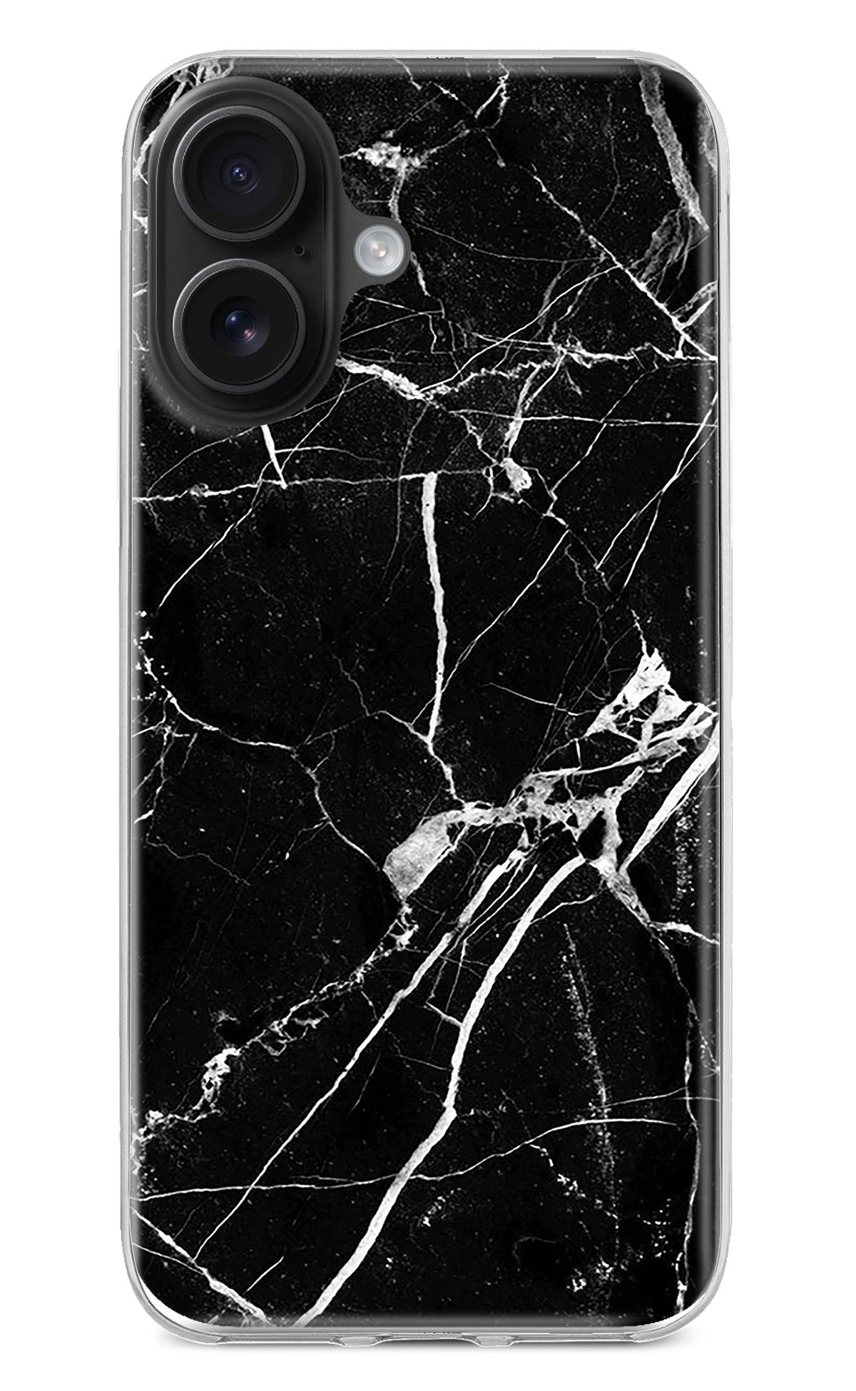 Black Marble Pattern iPhone 16 Back Cover