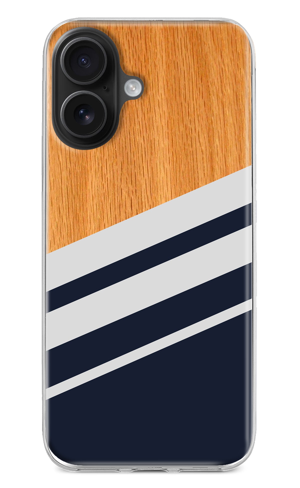 Blue and white wooden iPhone 16 Back Cover