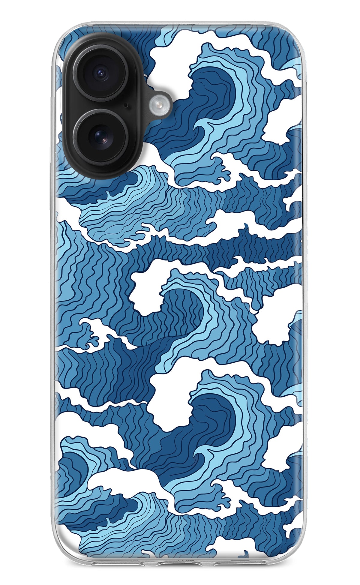 Blue Waves iPhone 16 Back Cover