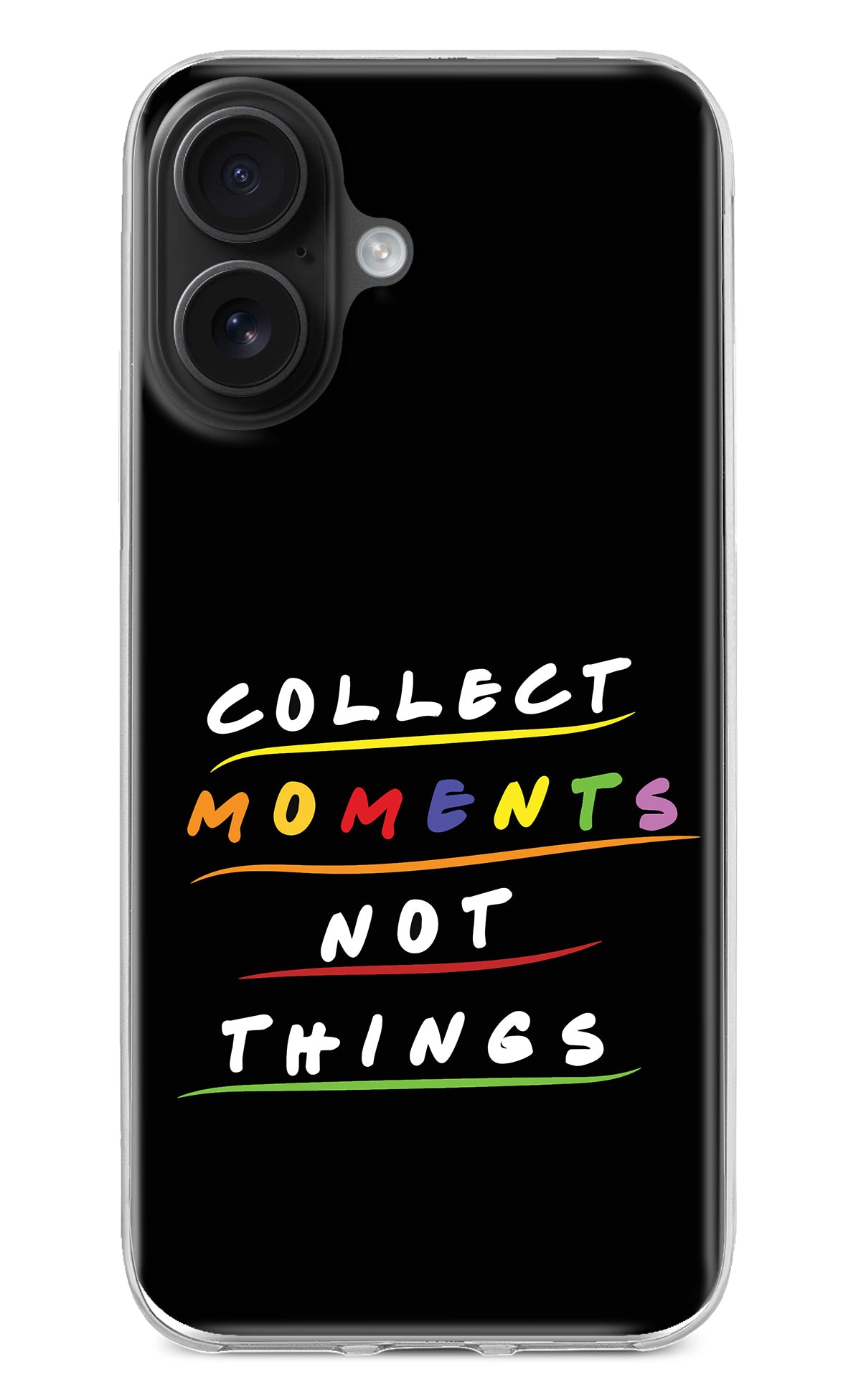 Collect Moments Not Things iPhone 16 Back Cover