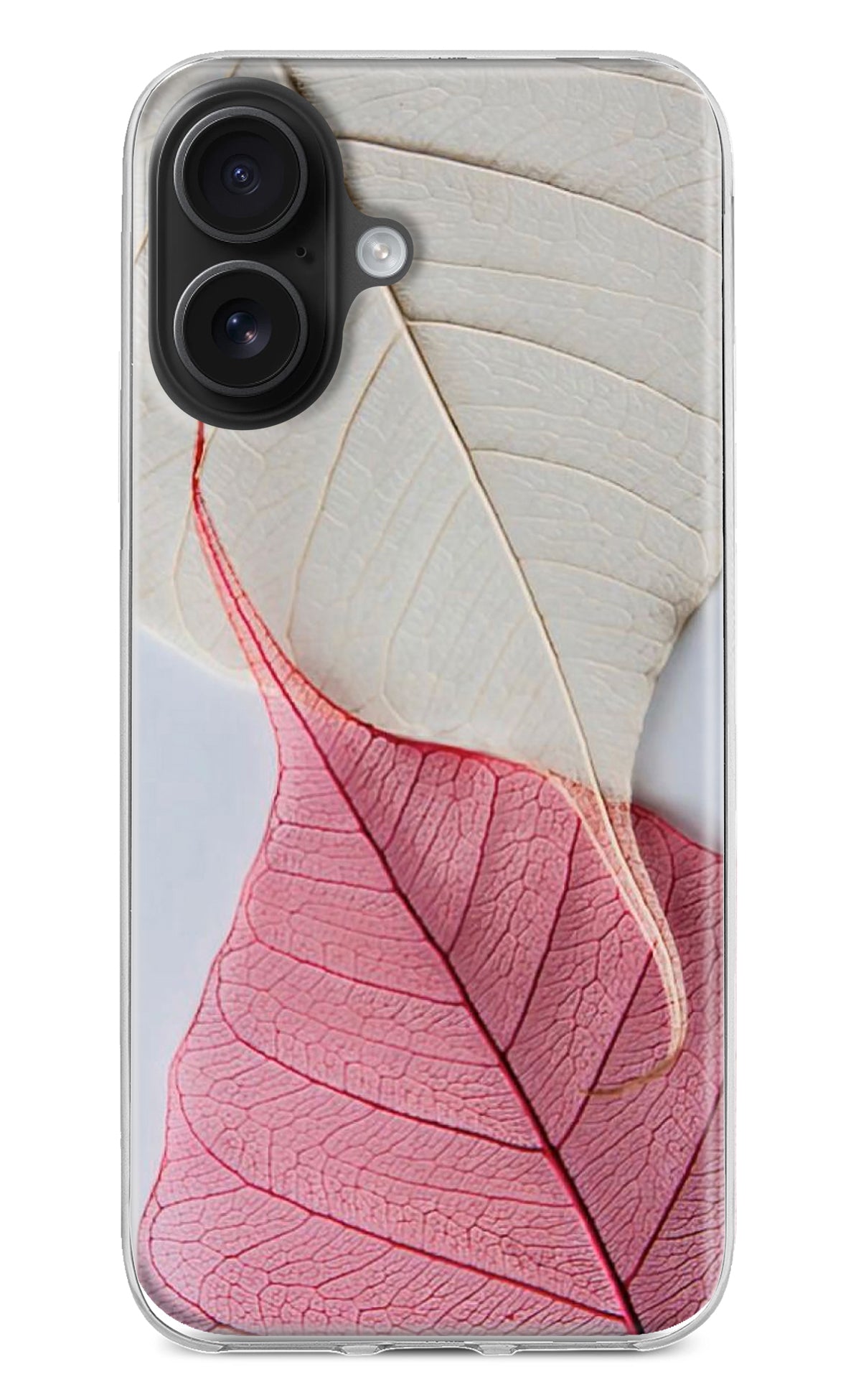 White Pink Leaf iPhone 16 Back Cover