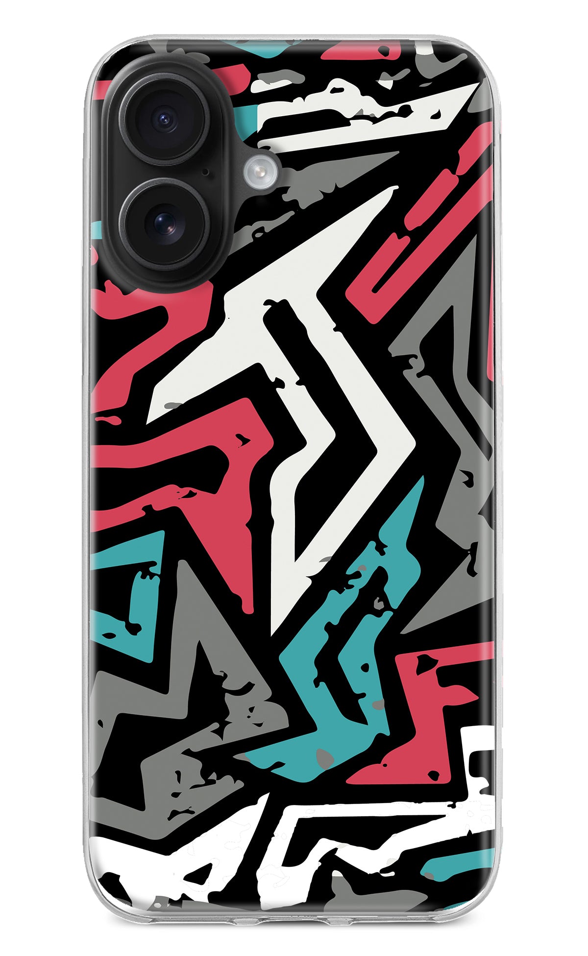 Geometric Graffiti iPhone 16 Back Cover