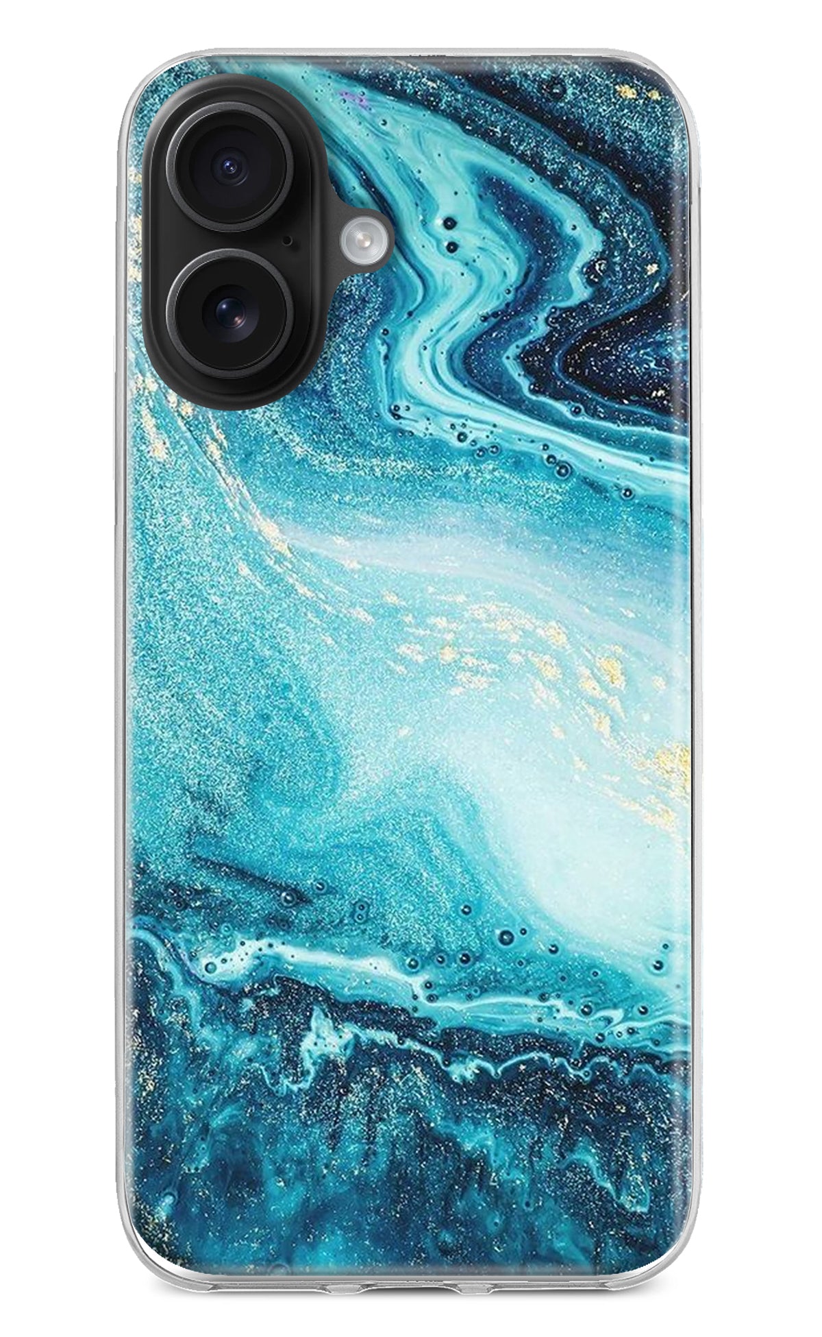 Blue Glitter Marble iPhone 16 Back Cover