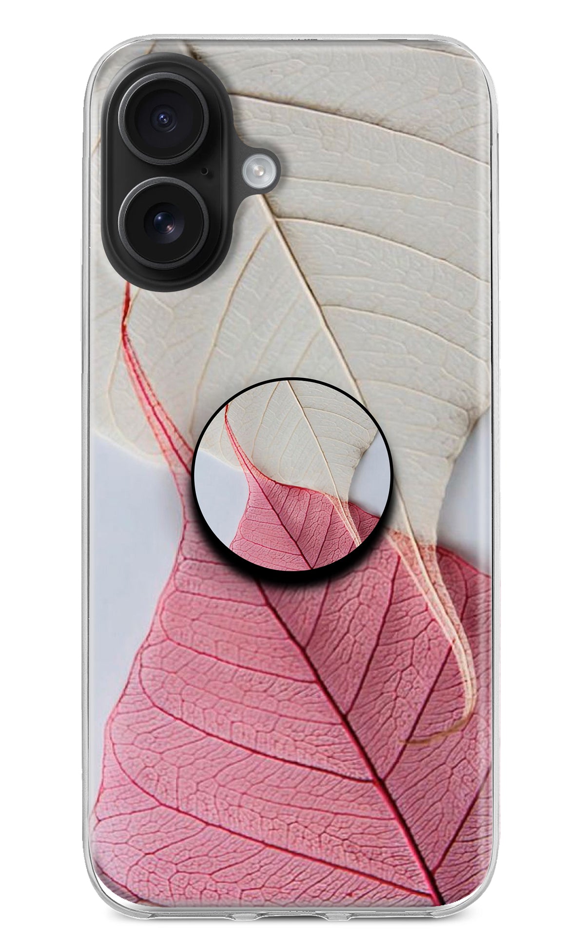 White Pink Leaf iPhone 16 Pop Case