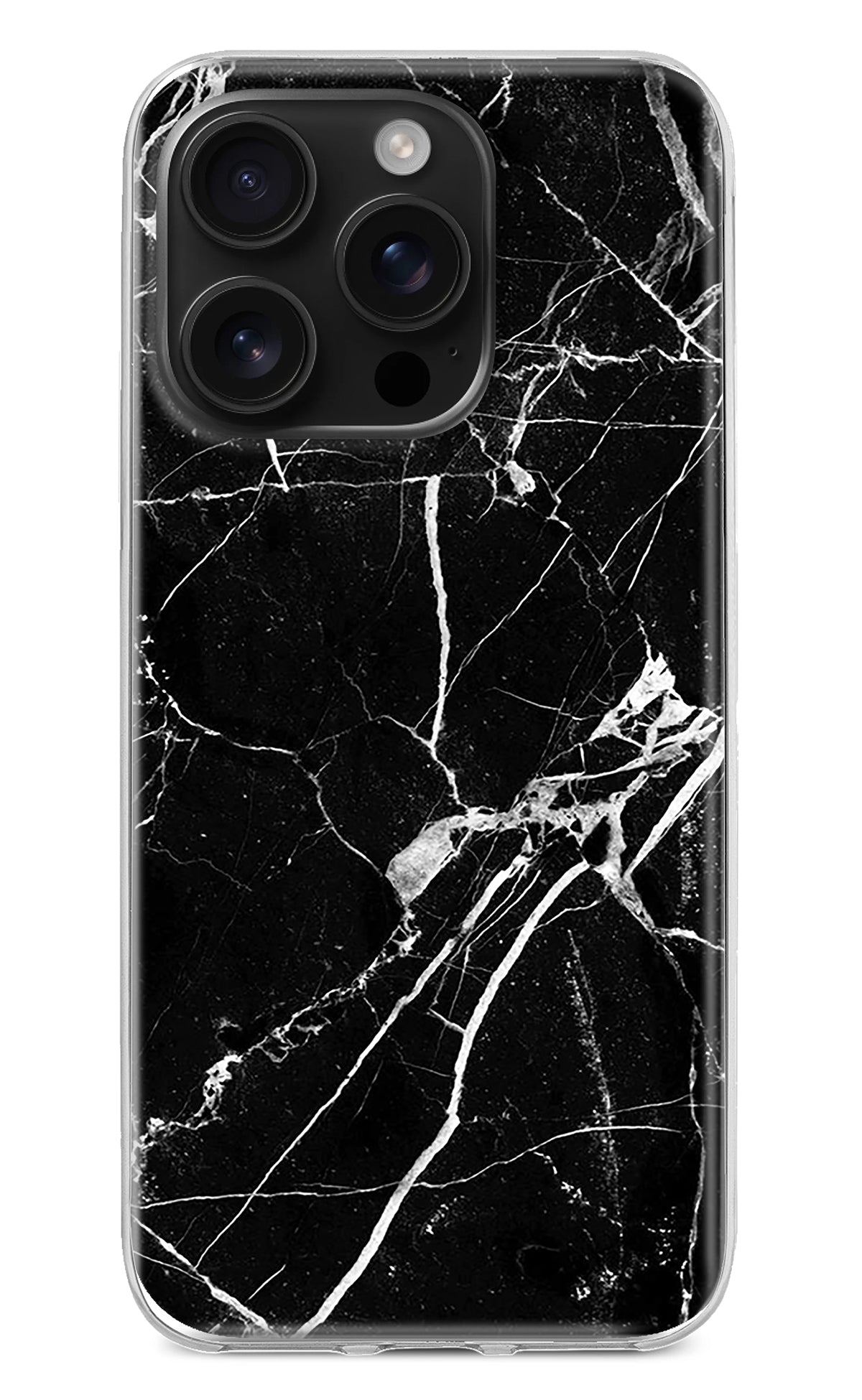 Black Marble Pattern iPhone 16 Pro Back Cover