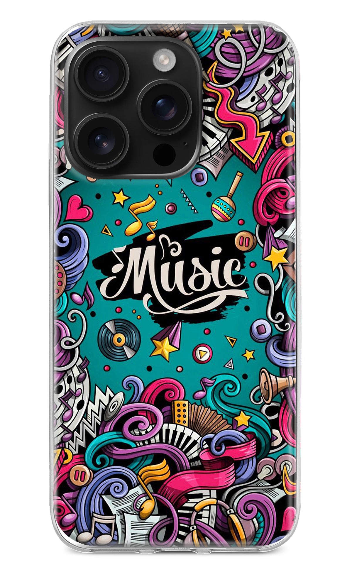 Music Graffiti iPhone 16 Pro Back Cover