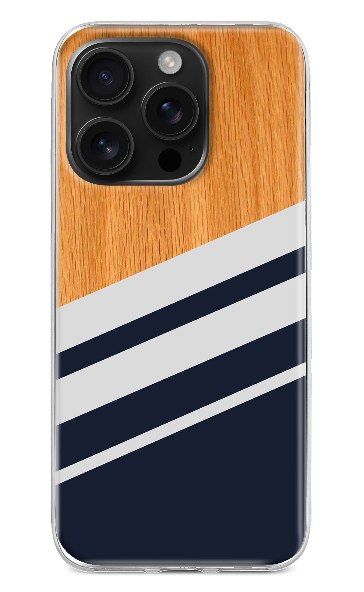 Blue and white wooden iPhone 16 Pro Back Cover