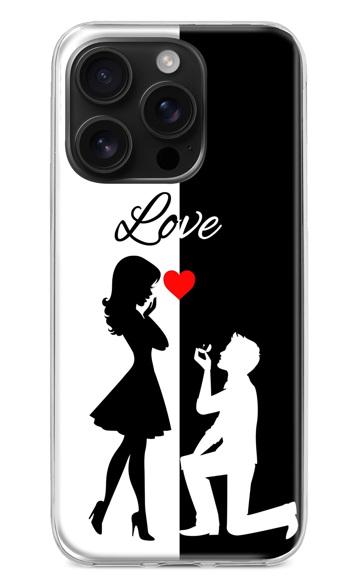 Love Propose Black And White iPhone 16 Pro Back Cover