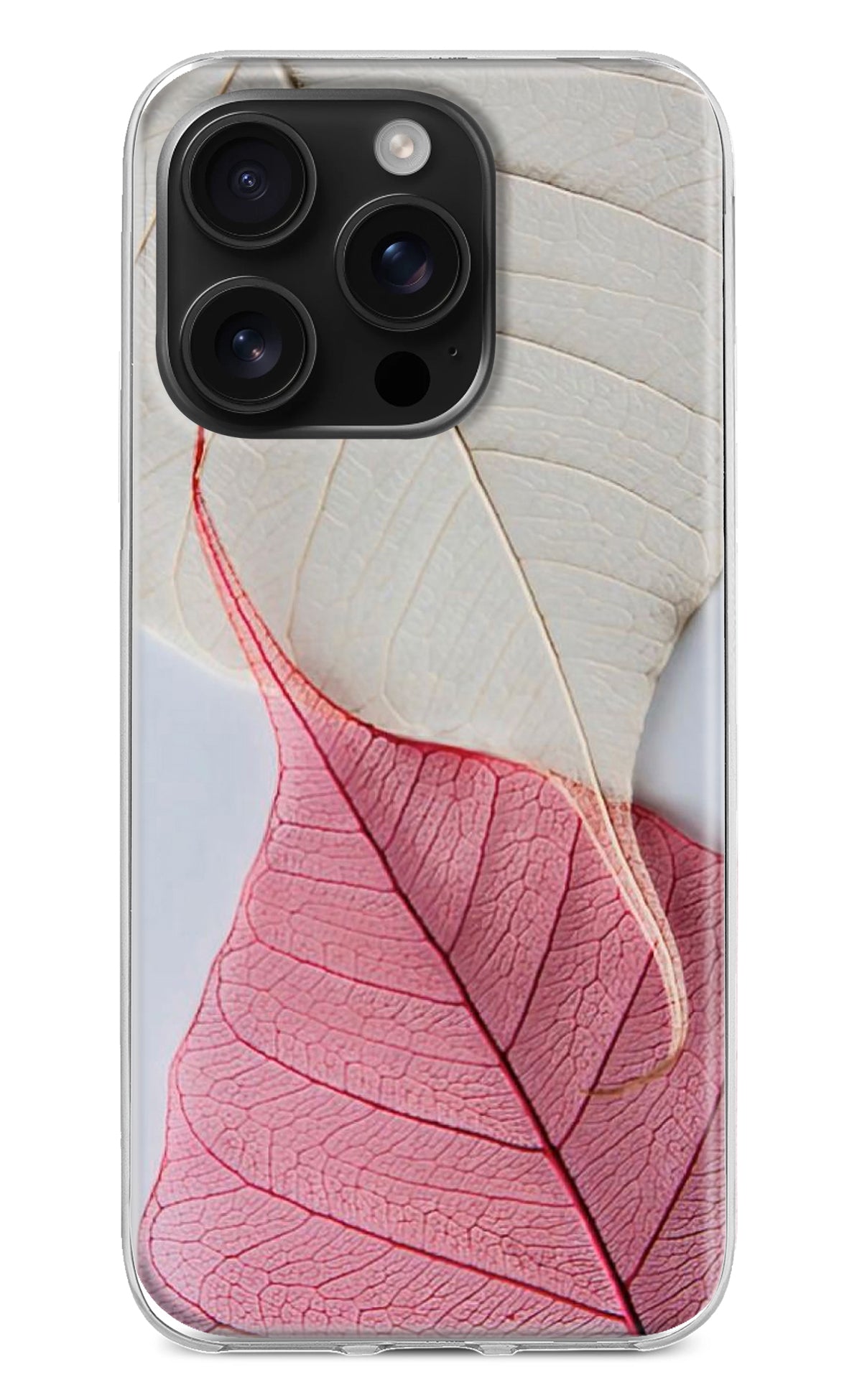 White Pink Leaf iPhone 16 Pro Back Cover