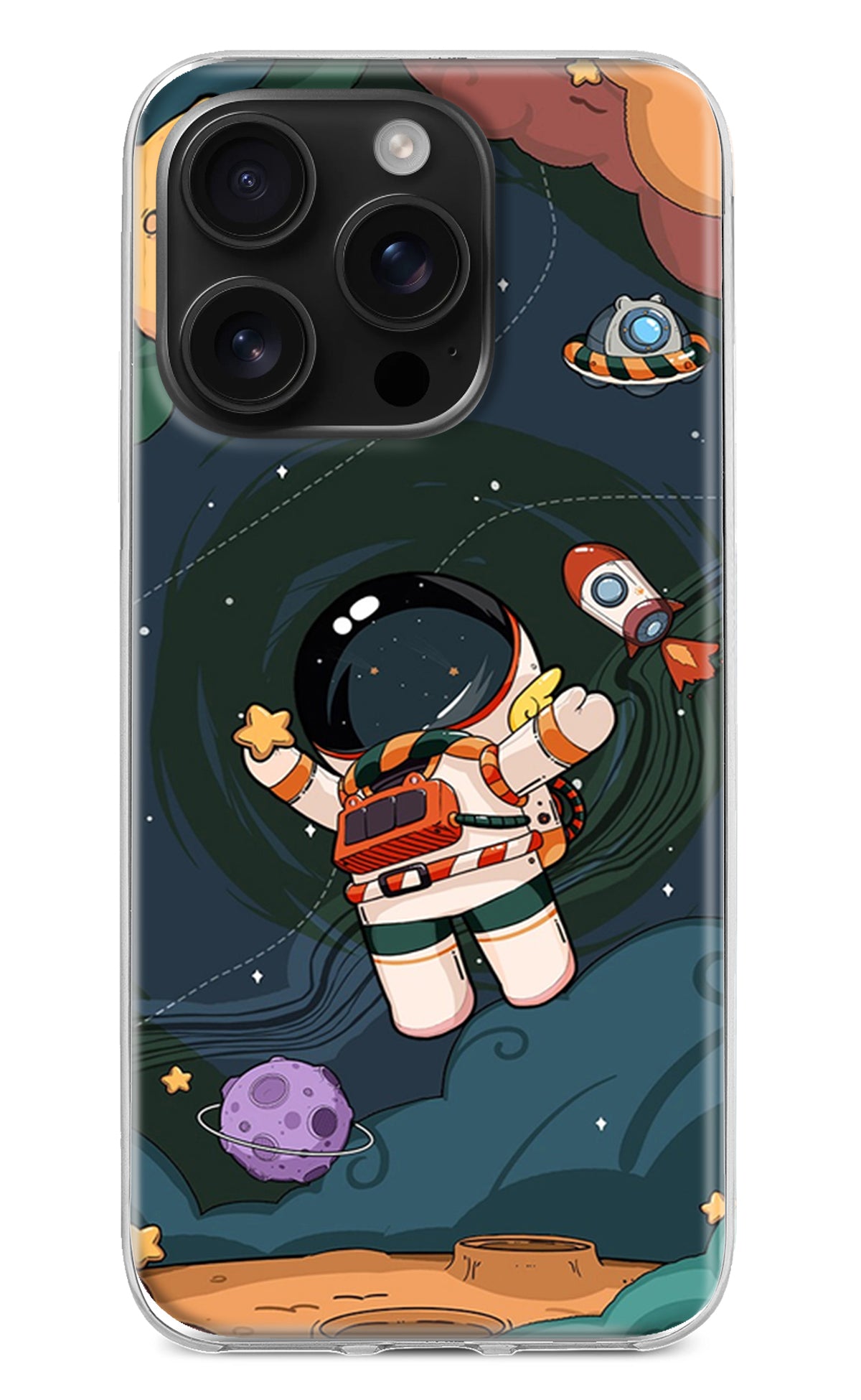 Cartoon Astronaut iPhone 16 Pro Back Cover