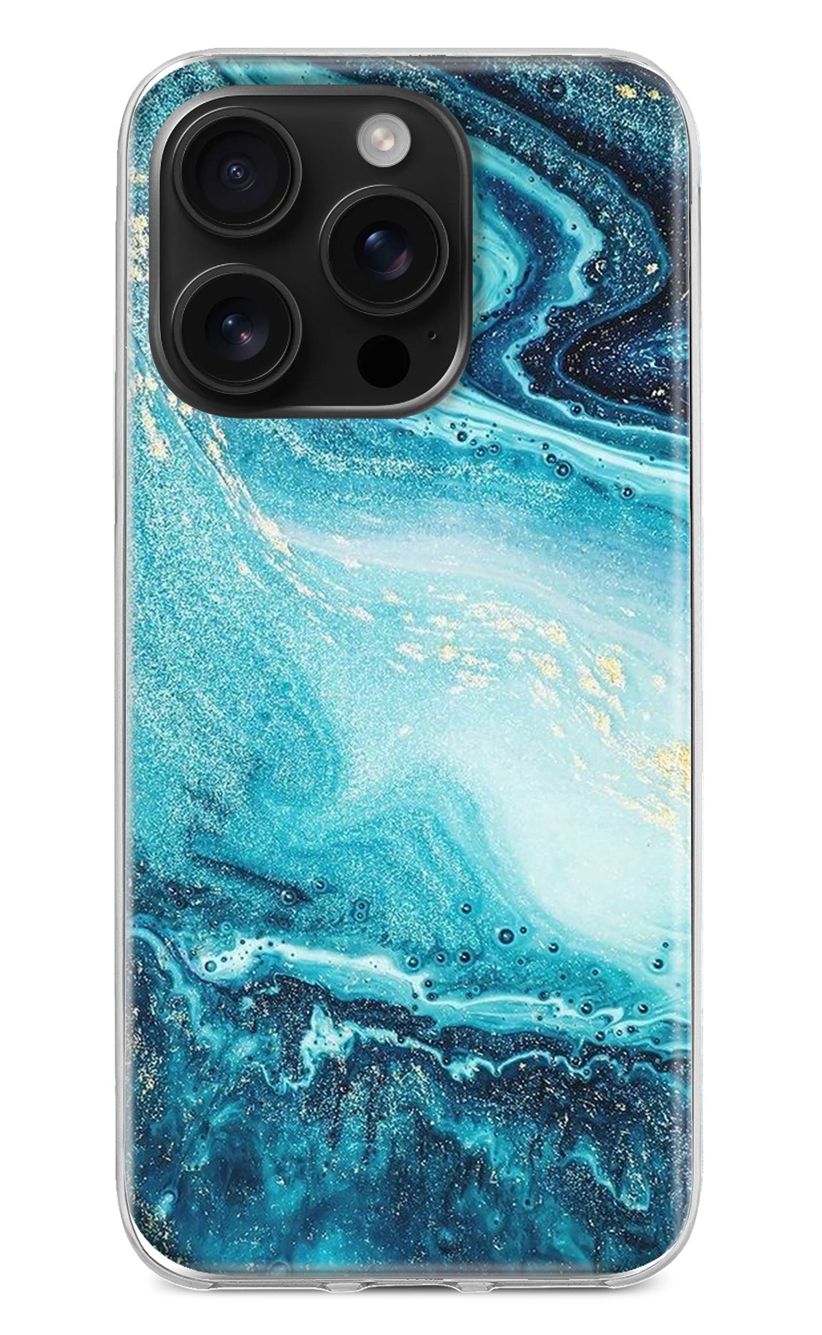 Blue Glitter Marble iPhone 16 Pro Back Cover