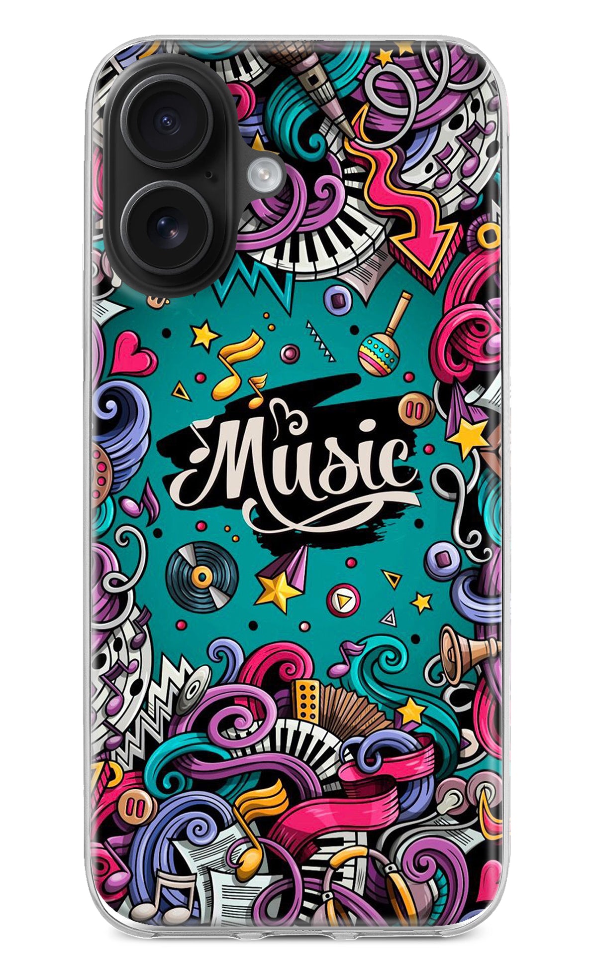 Music Graffiti iPhone 16 Plus Back Cover