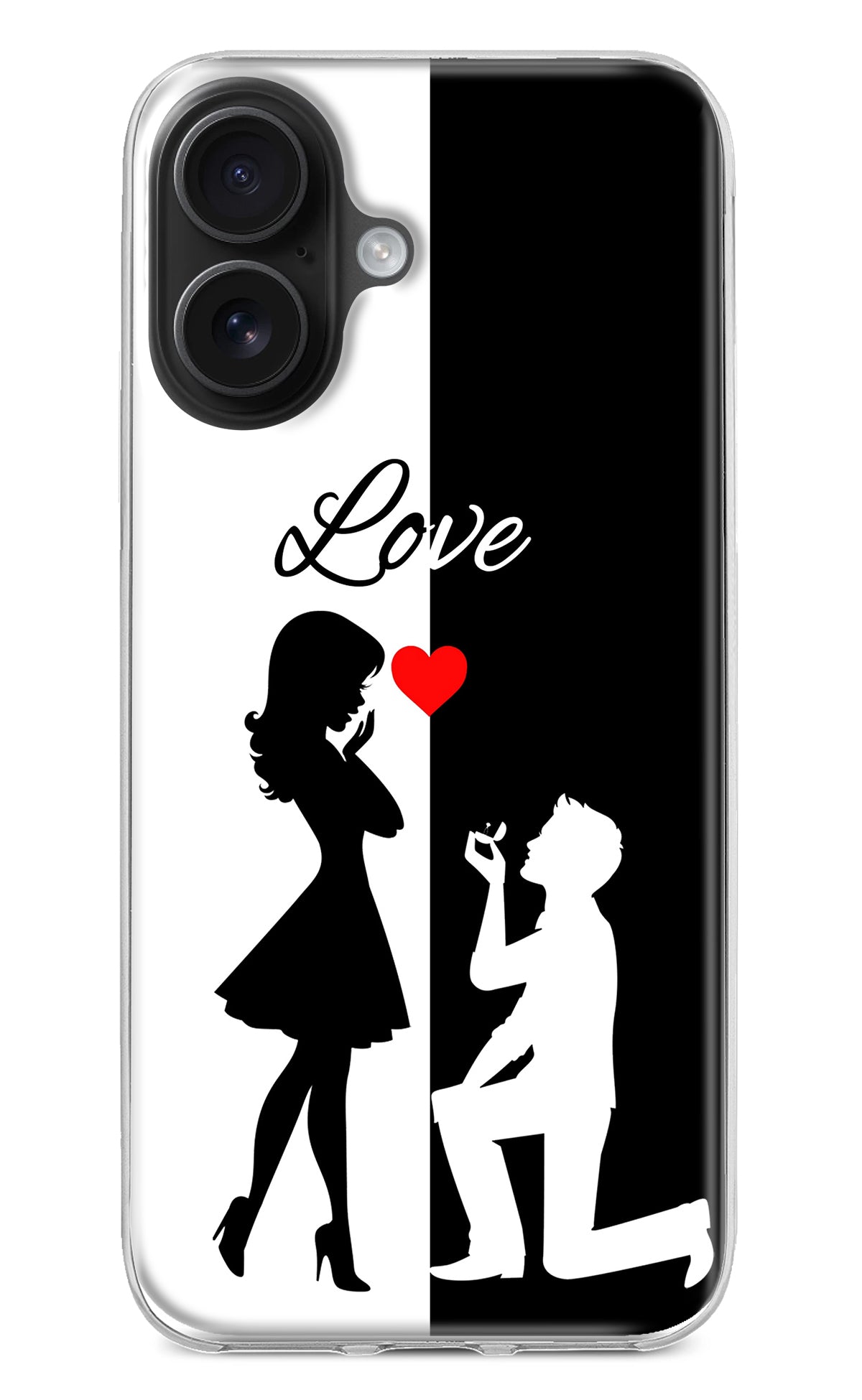 Love Propose Black And White iPhone 16 Plus Back Cover