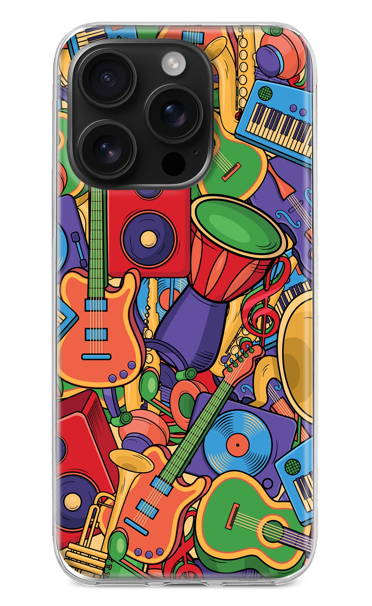 Music Instrument Doodle iPhone 16 Pro Max Back Cover