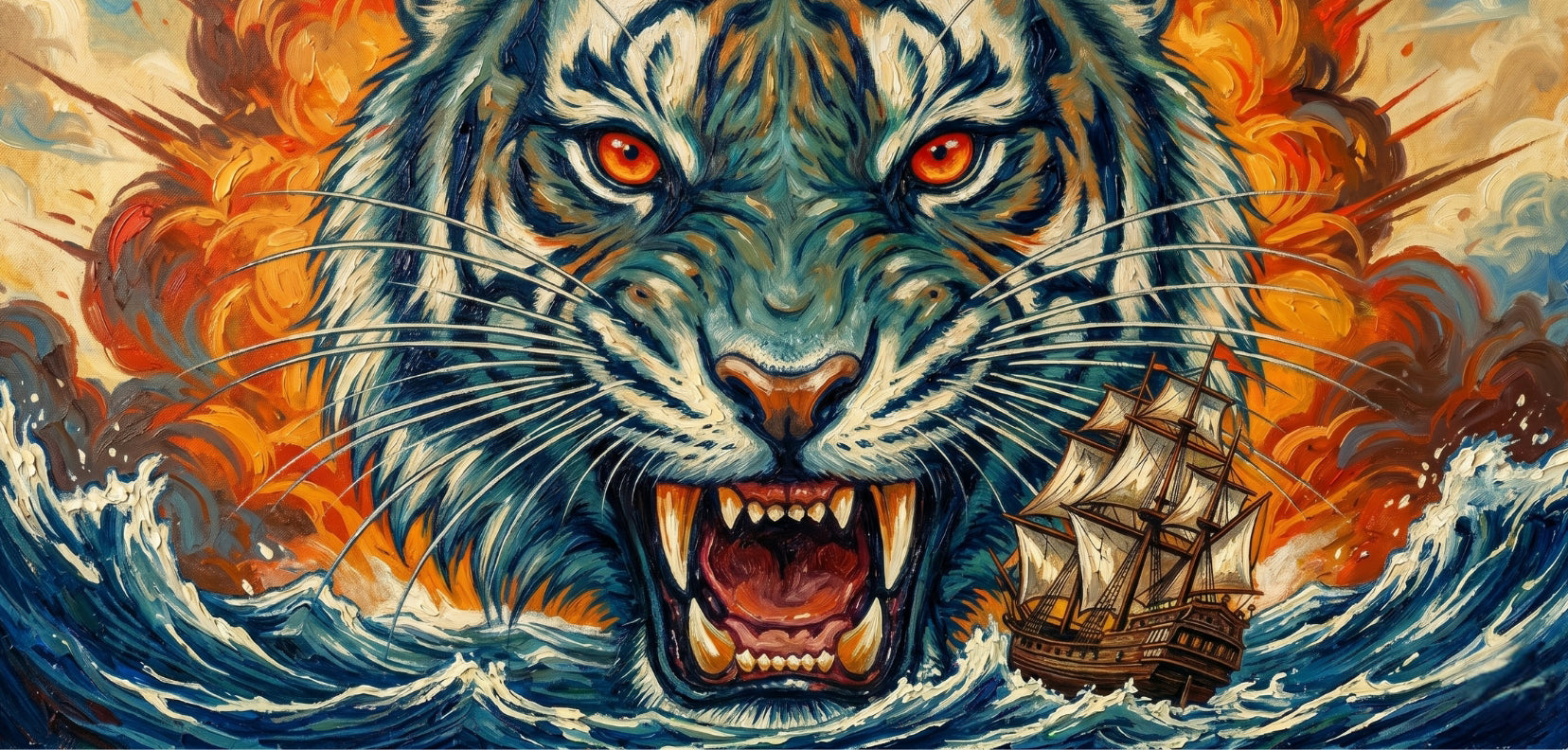 Tiger Ocean mousepad design - 23x11 inch large gaming desk mat by Casekaro