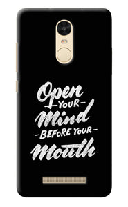 Open Your Mind Before Your Mouth Redmi Note 3 Back Cover