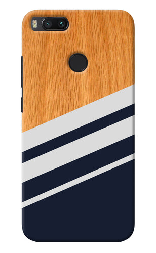 Blue and white wooden Mi A1 Back Cover