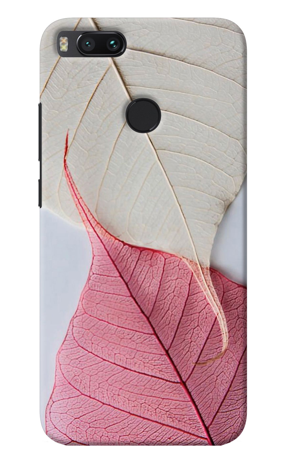 White Pink Leaf Mi A1 Back Cover