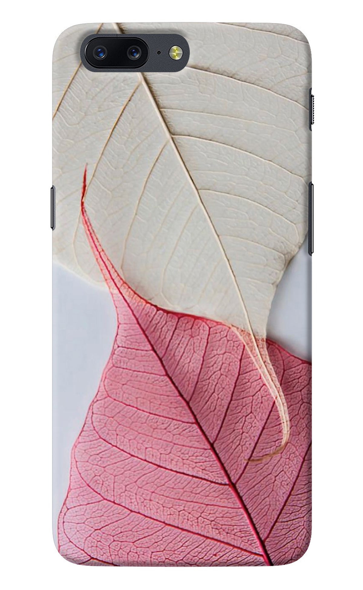 White Pink Leaf Oneplus 5 Back Cover