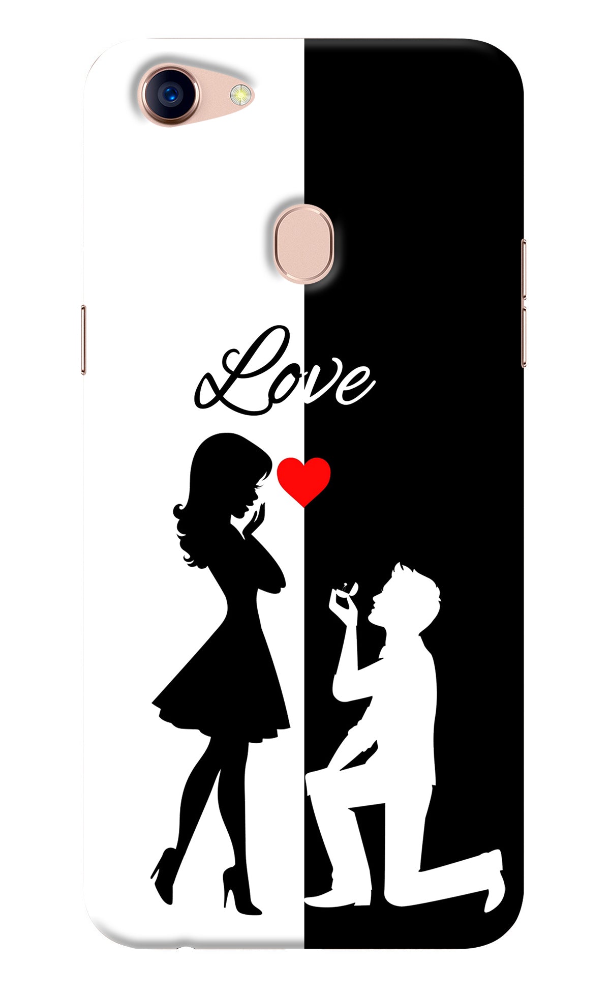 Love Propose Black And White Oppo F5 Back Cover