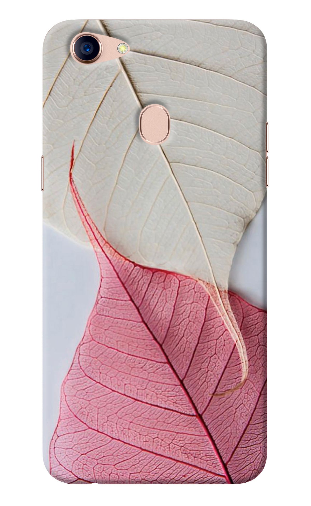 White Pink Leaf Oppo F5 Back Cover