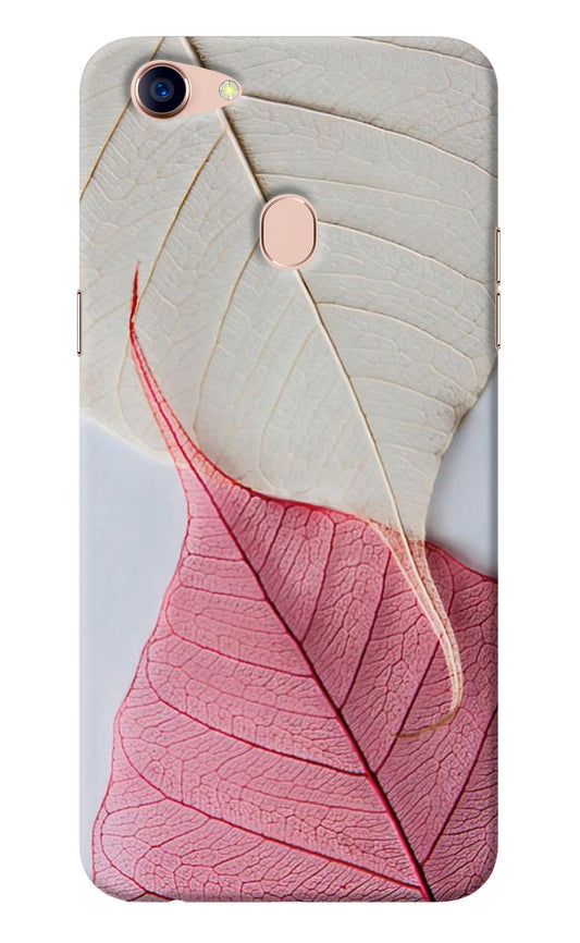 White Pink Leaf Oppo F5 Back Cover