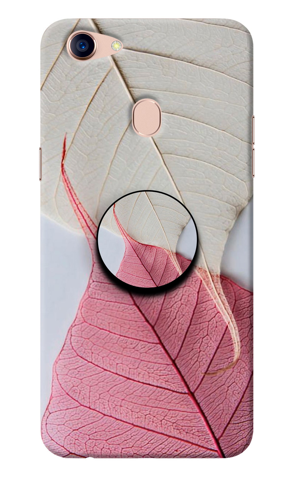 White Pink Leaf Oppo F5 Pop Case