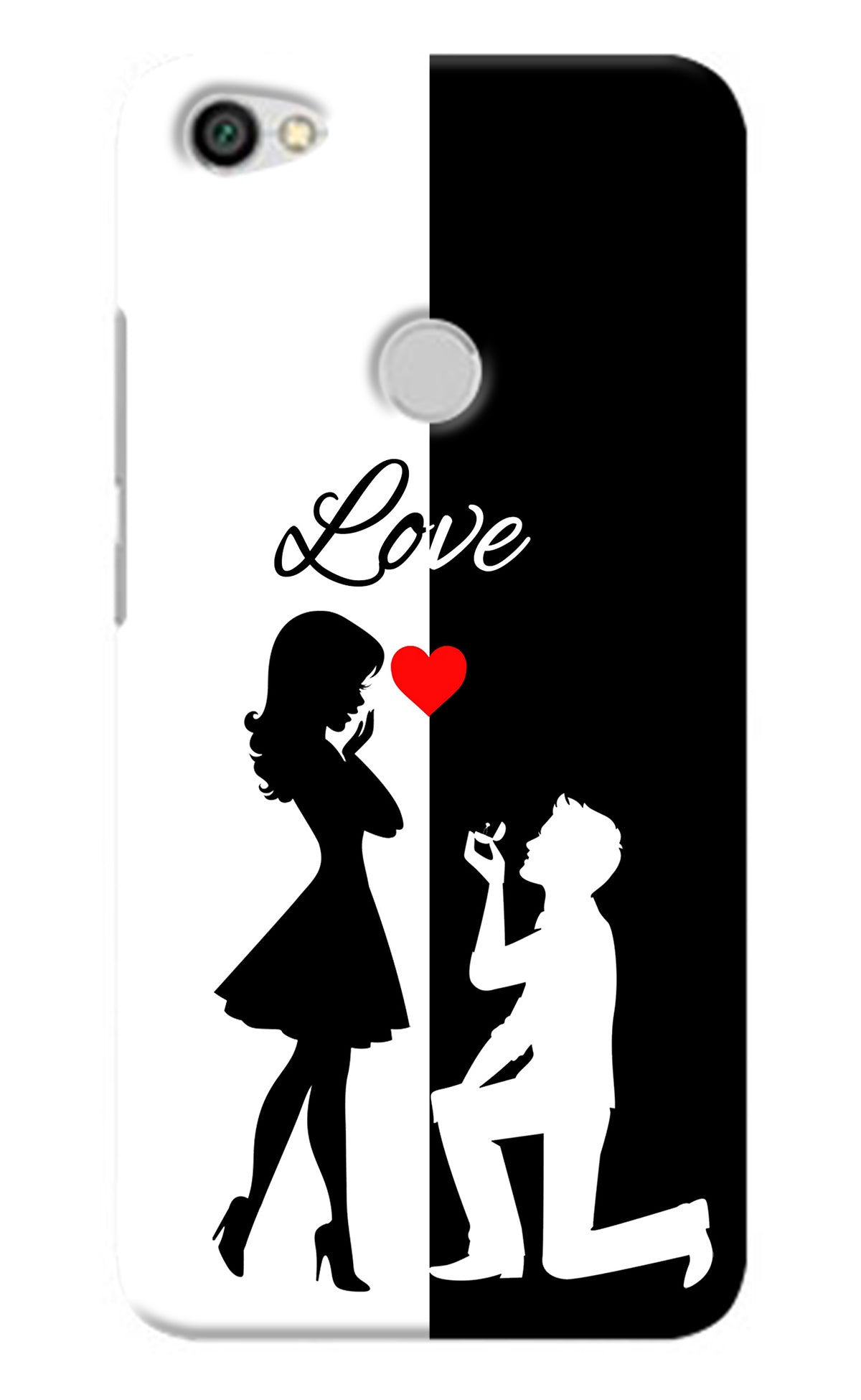 Love Propose Black And White Redmi Y1 Back Cover