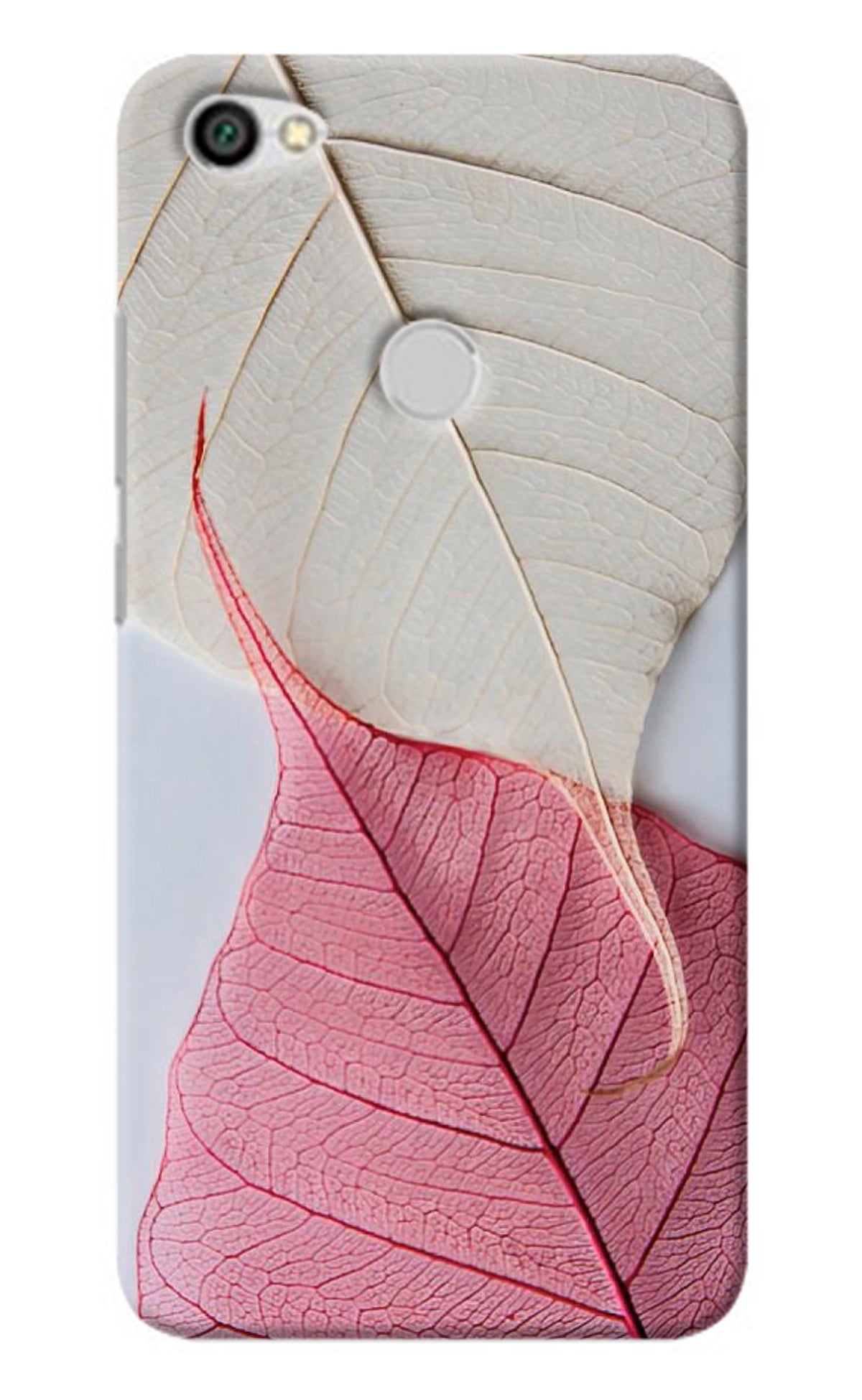 White Pink Leaf Redmi Y1 Back Cover