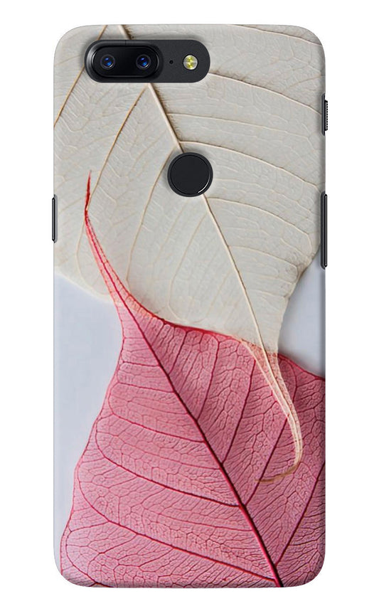 White Pink Leaf Oneplus 5T Back Cover