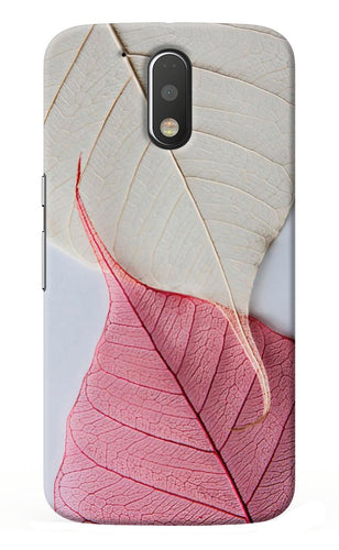 White Pink Leaf Moto G4/G4 plus Back Cover