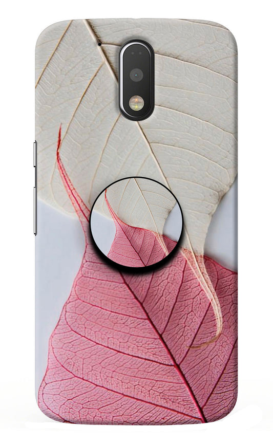 White Pink Leaf Moto G4/G4 plus Pop Case