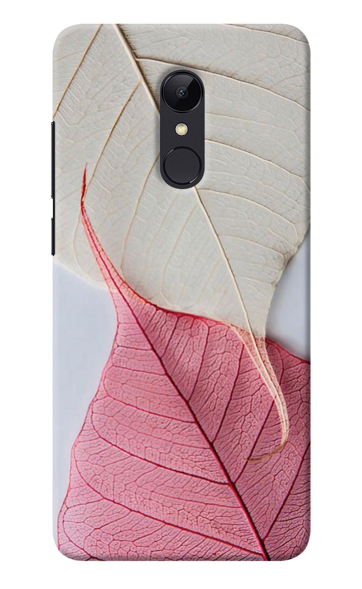 White Pink Leaf Redmi Note 5 Back Cover