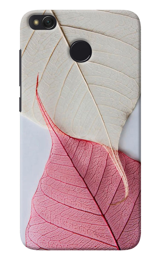 White Pink Leaf Redmi 4 Back Cover