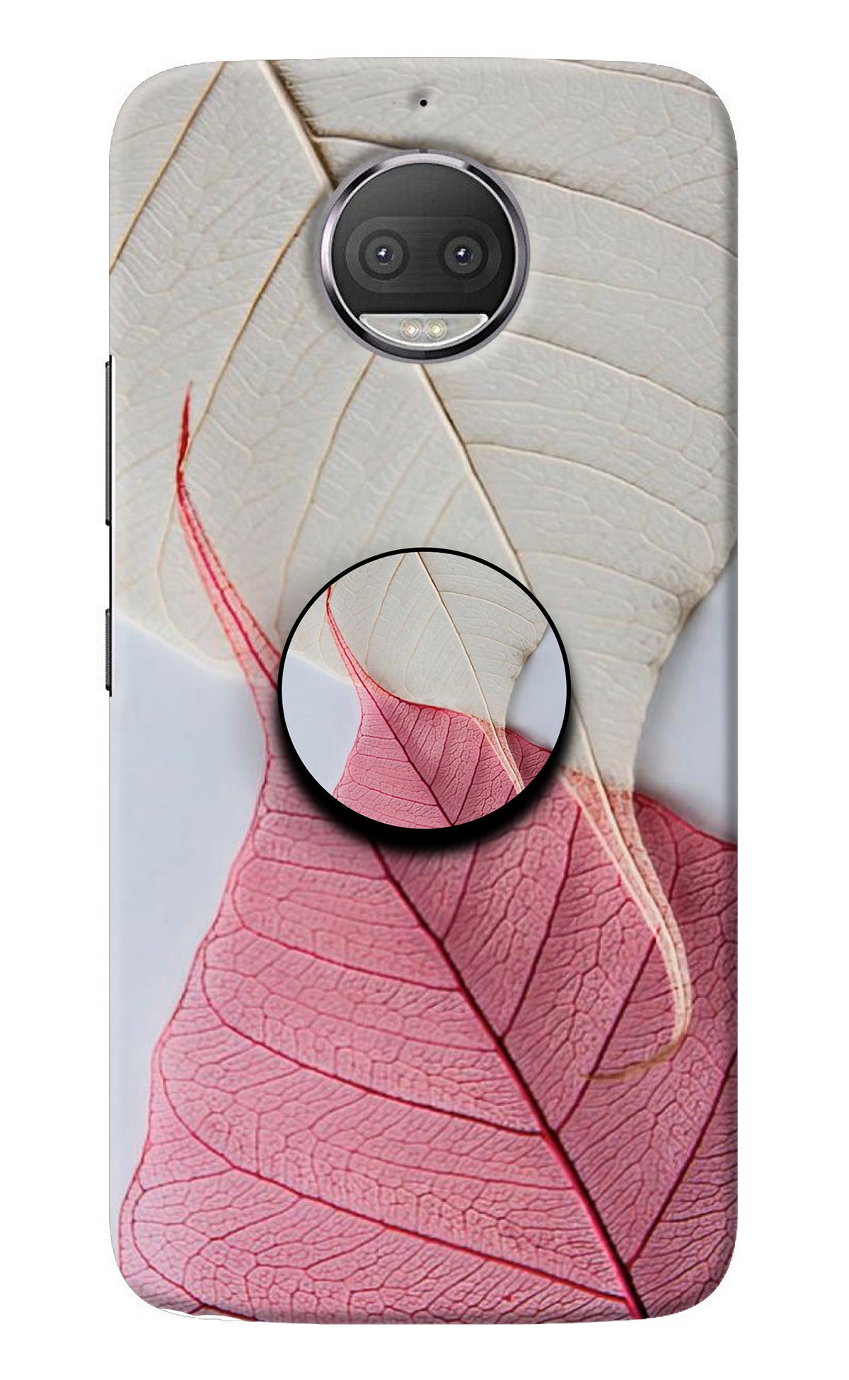 White Pink Leaf Moto G5S plus Pop Case