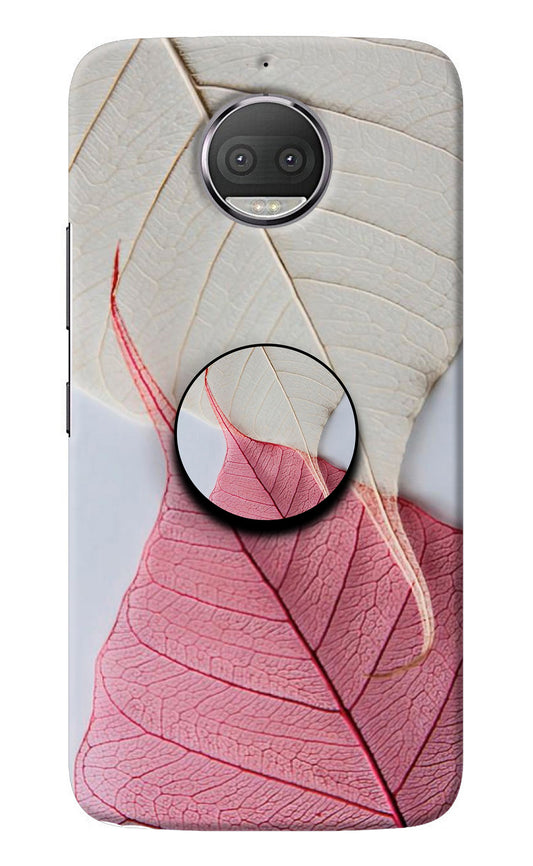 White Pink Leaf Moto G5S plus Pop Case