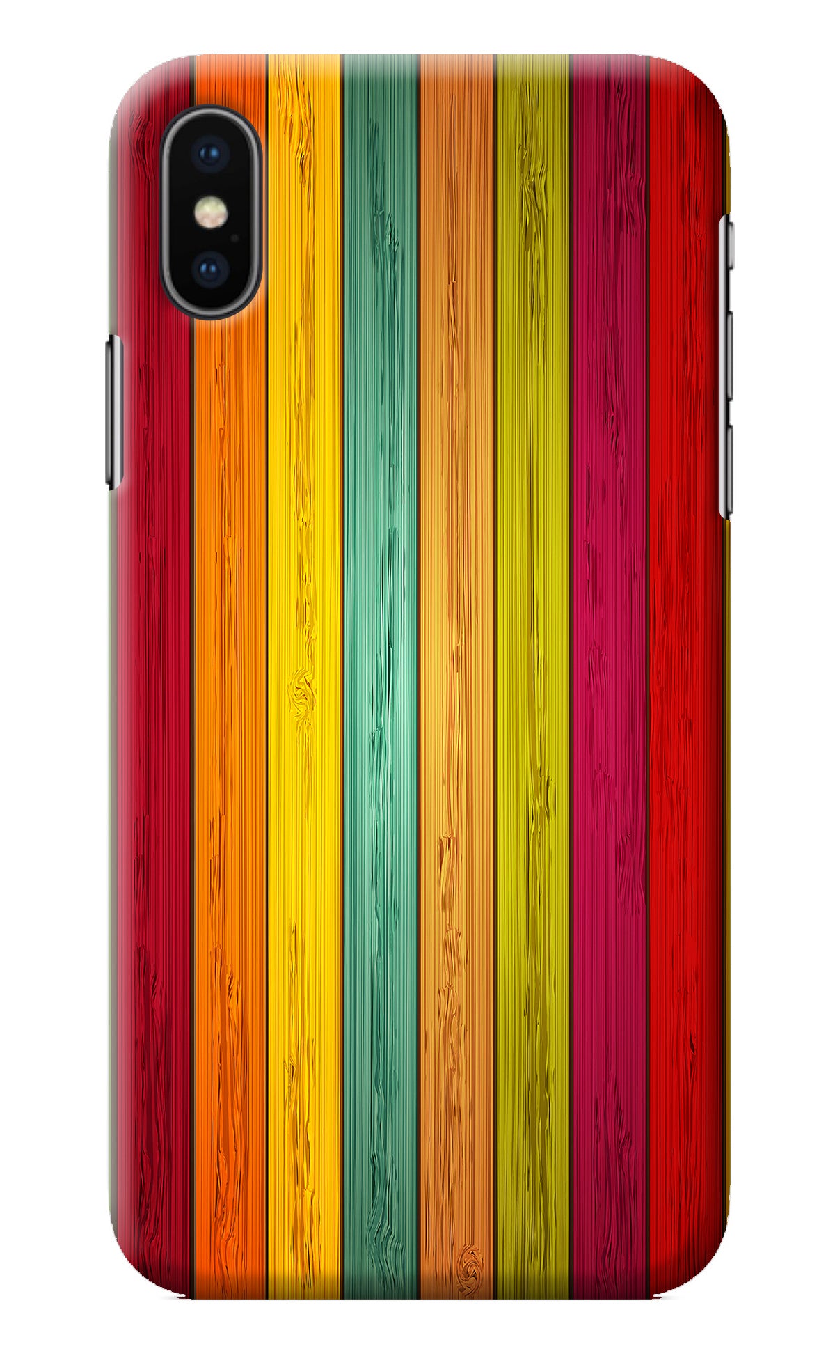 Multicolor Wooden iPhone X Back Cover