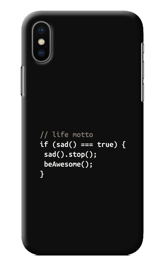Life Motto Code iPhone X Back Cover