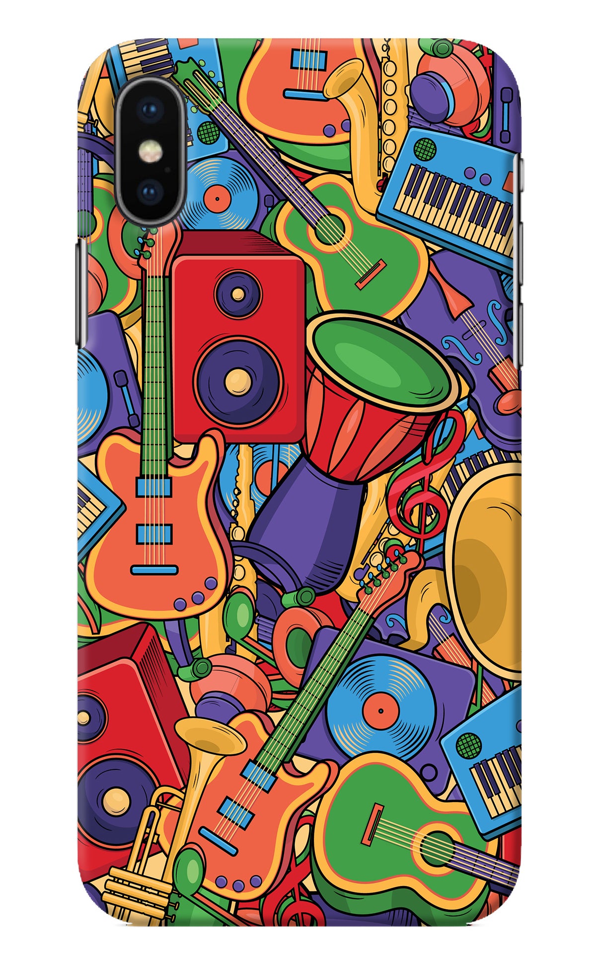 Music Instrument Doodle iPhone X Back Cover