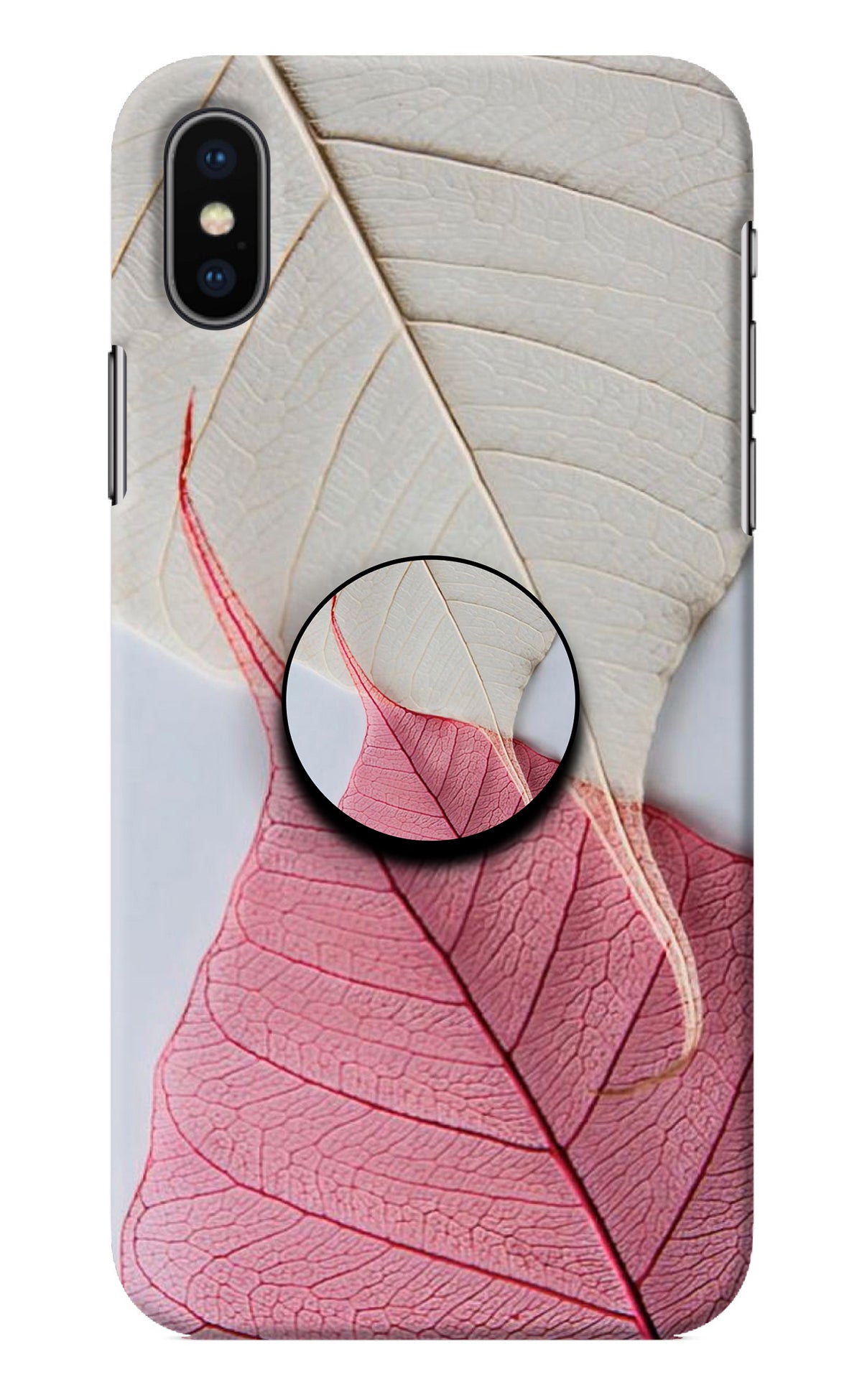 White Pink Leaf iPhone X Pop Case